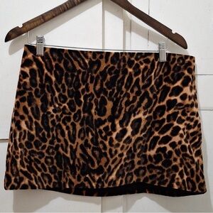 Zara Leopard Animal Print Velvet Mini Skirt